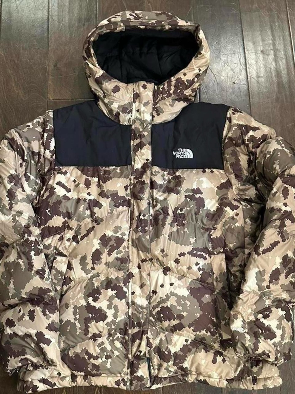 The North Face Men’s Desert Camo Nuptse-Style Puffer Jacket - Brown/Black
